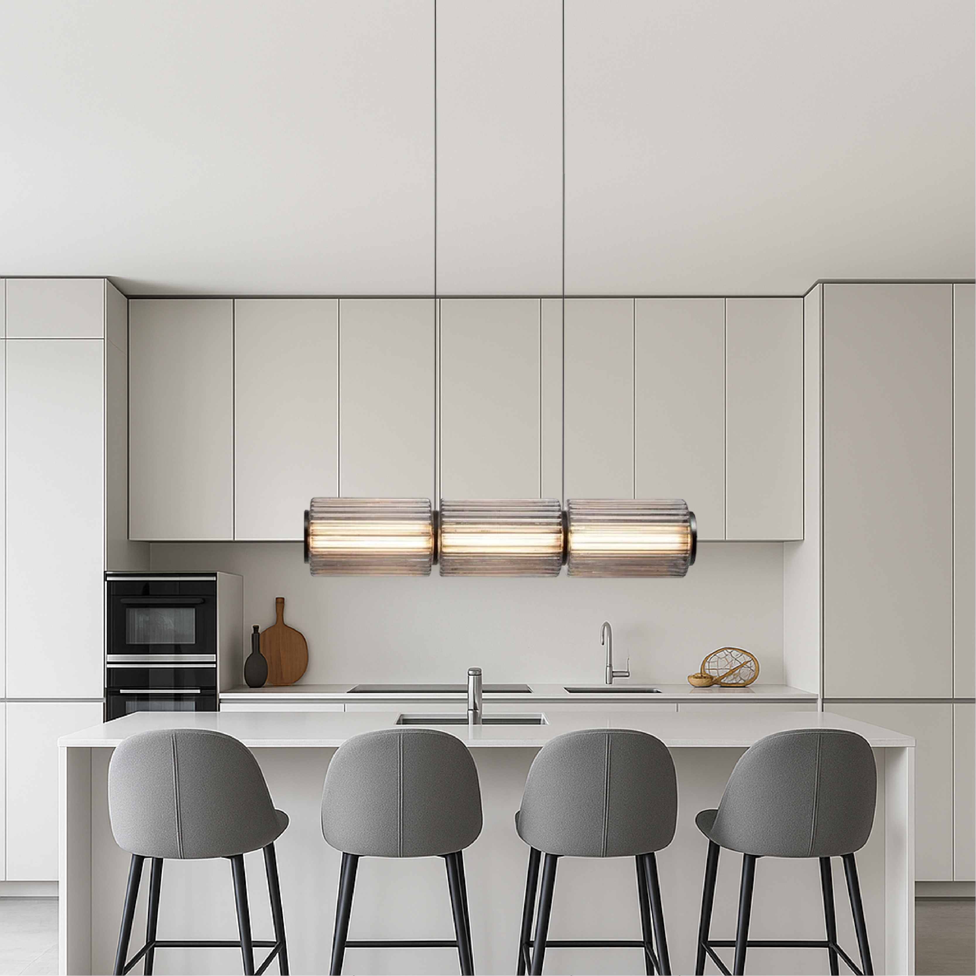 Cylindrical glass pendant lamp