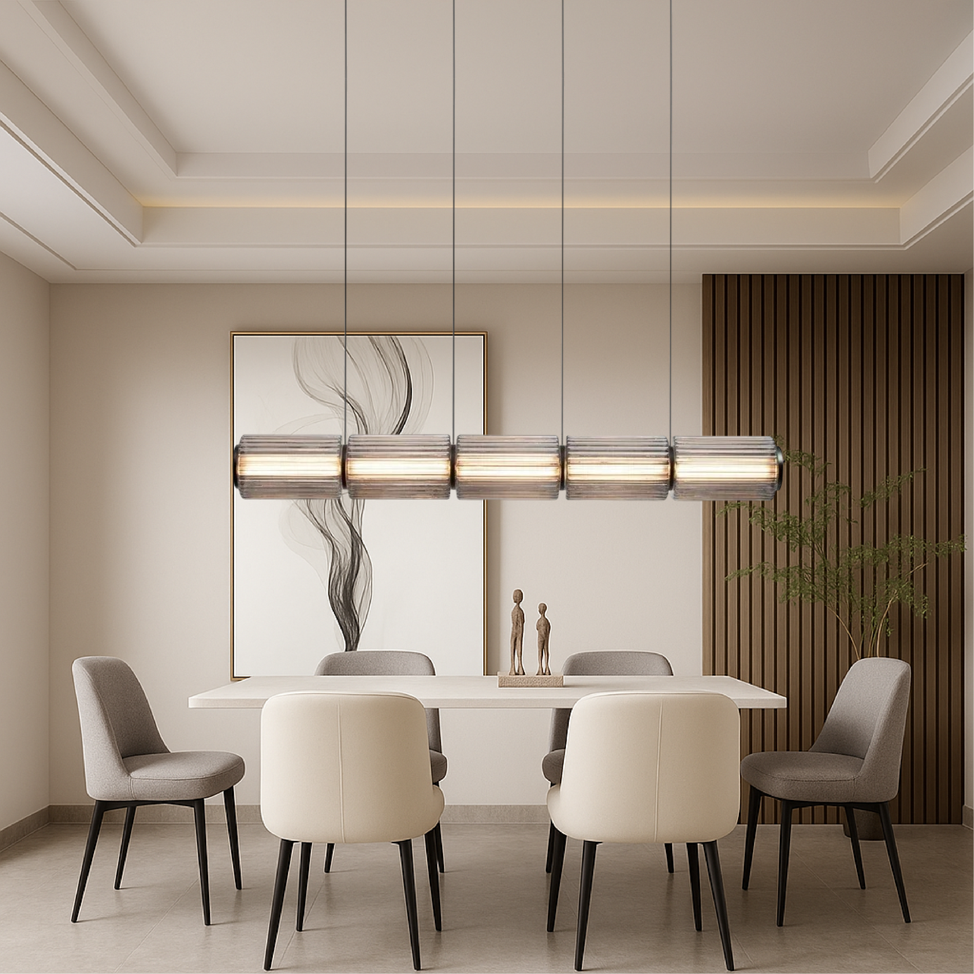 Cylindrical glass pendant lamp