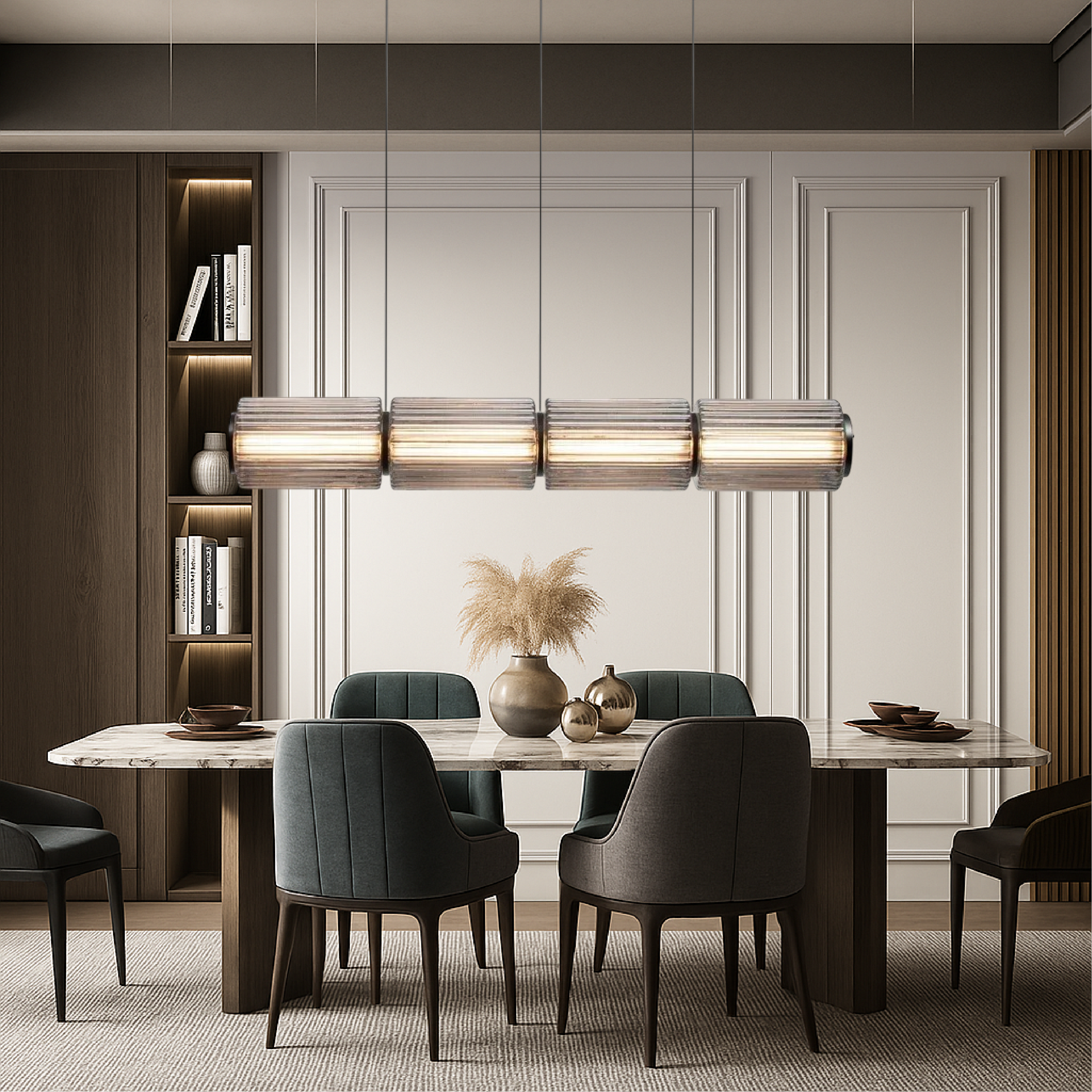 Cylindrical glass pendant lamp