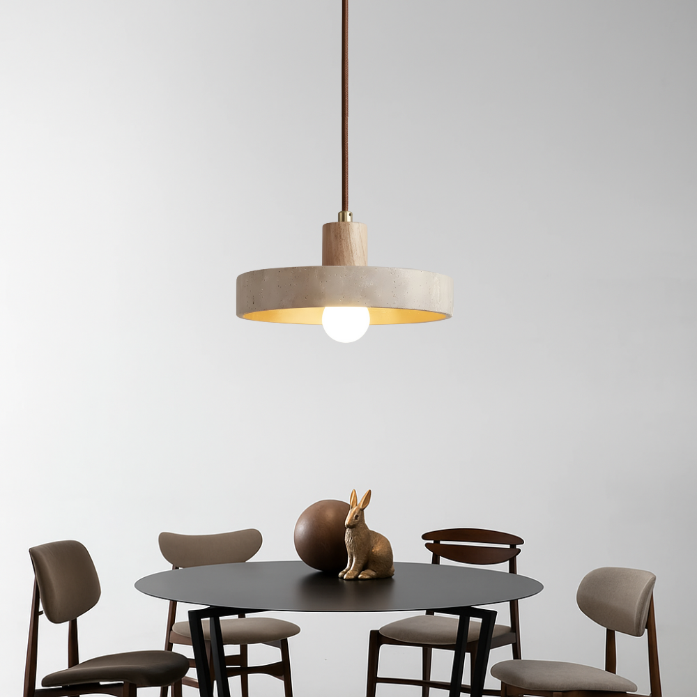 Bauhaus Suspension Lamp in Travertine