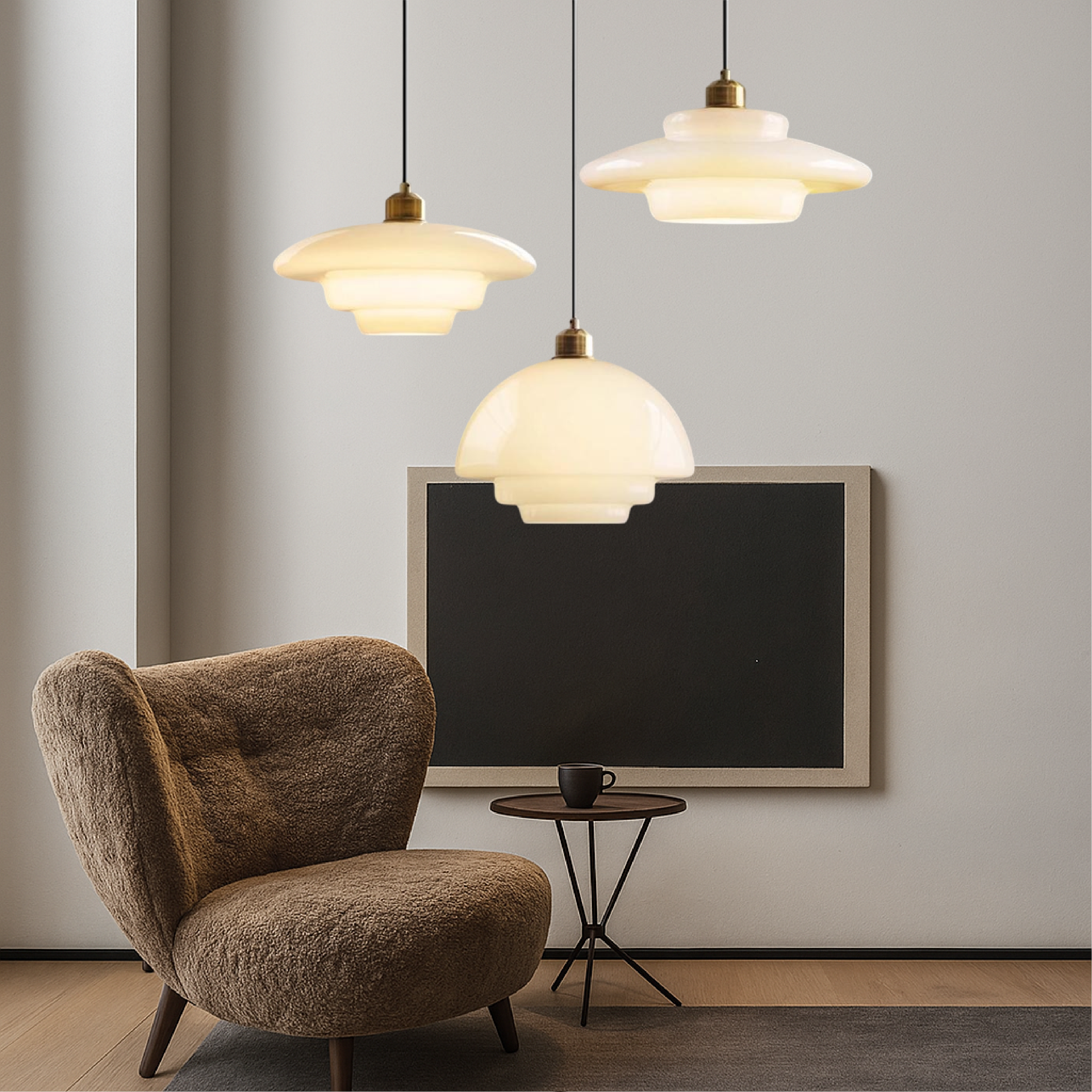 Milky white glass pendant light