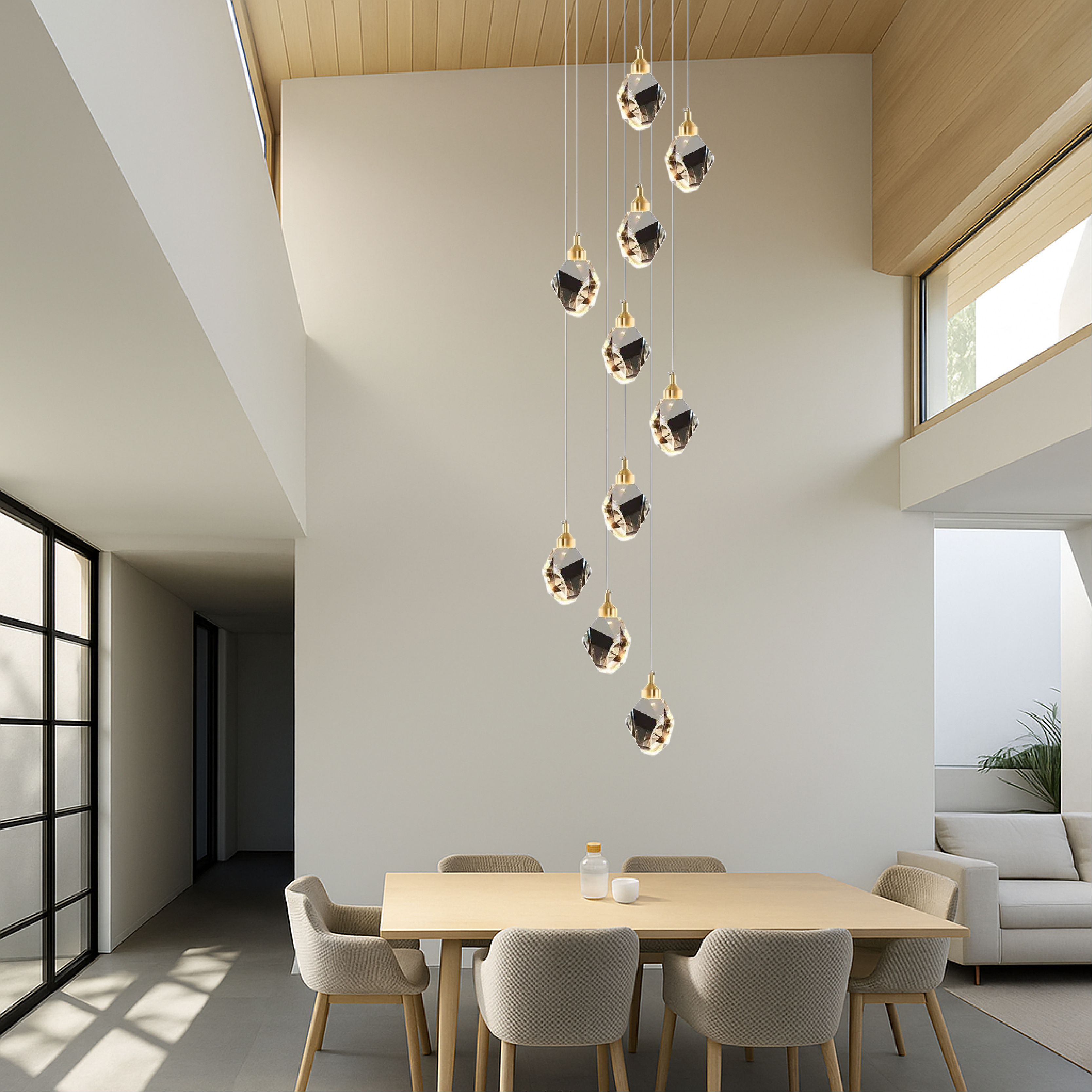 10-Head Crystal Staircase Chandelier