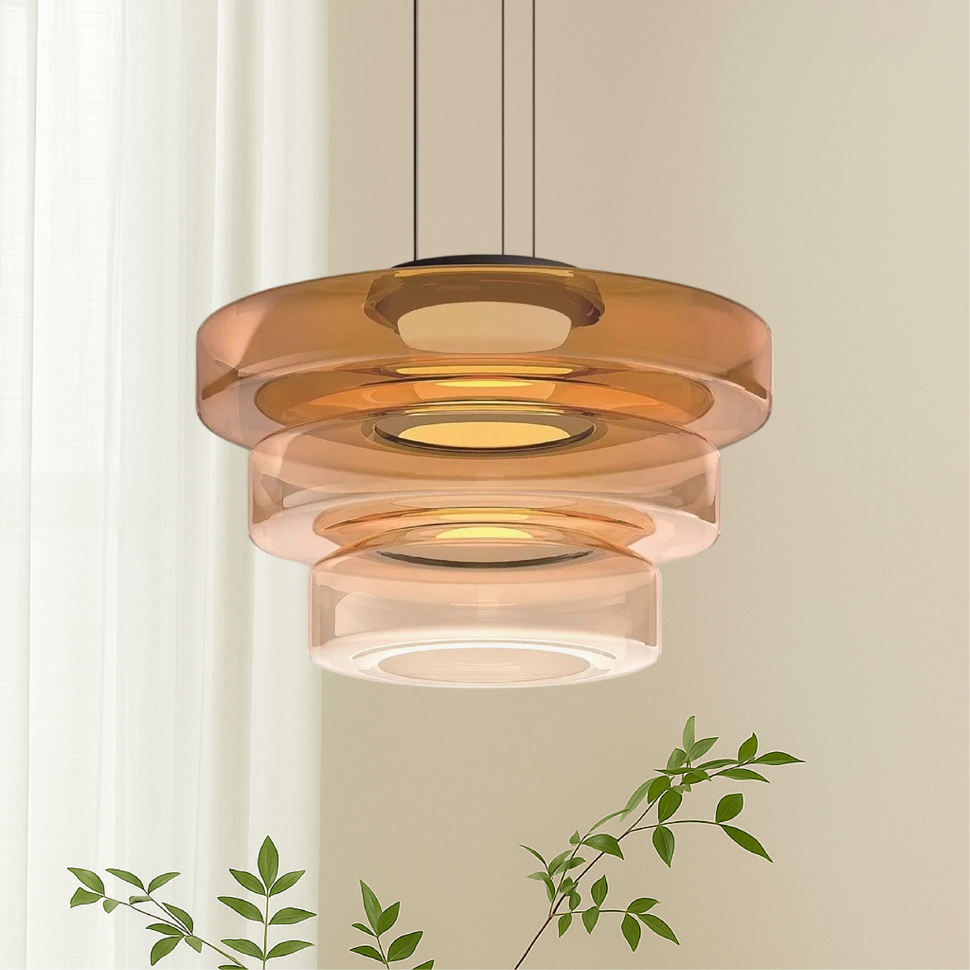 Danish pendant lamp in Bauhaus glass