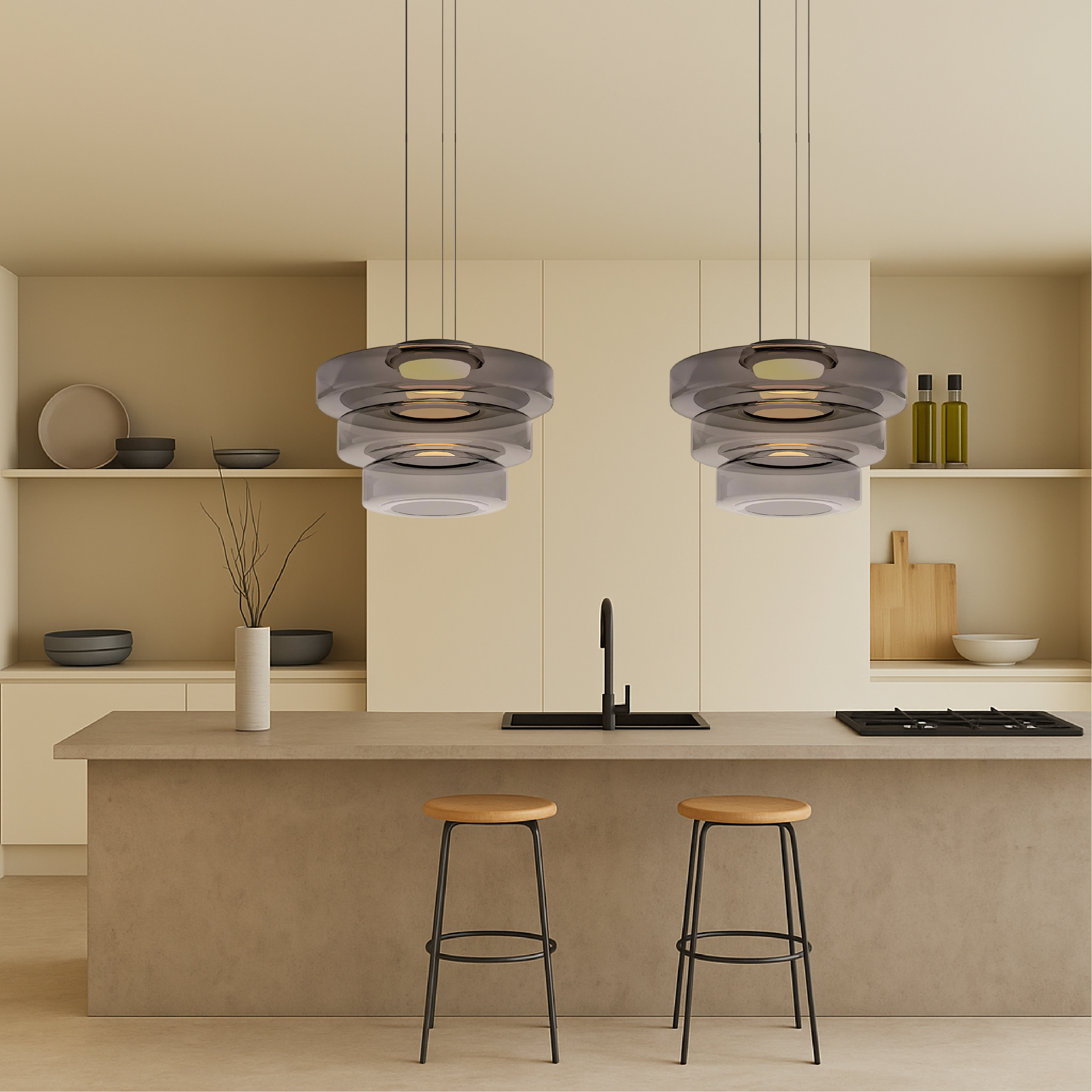 Danish pendant lamp in Bauhaus glass