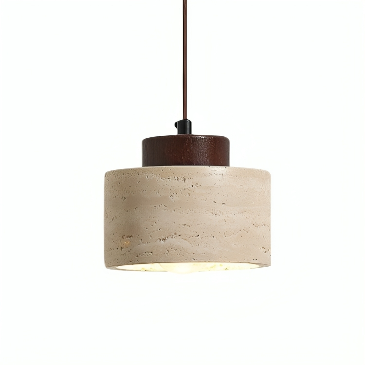 Pendant lamp in travertine stone