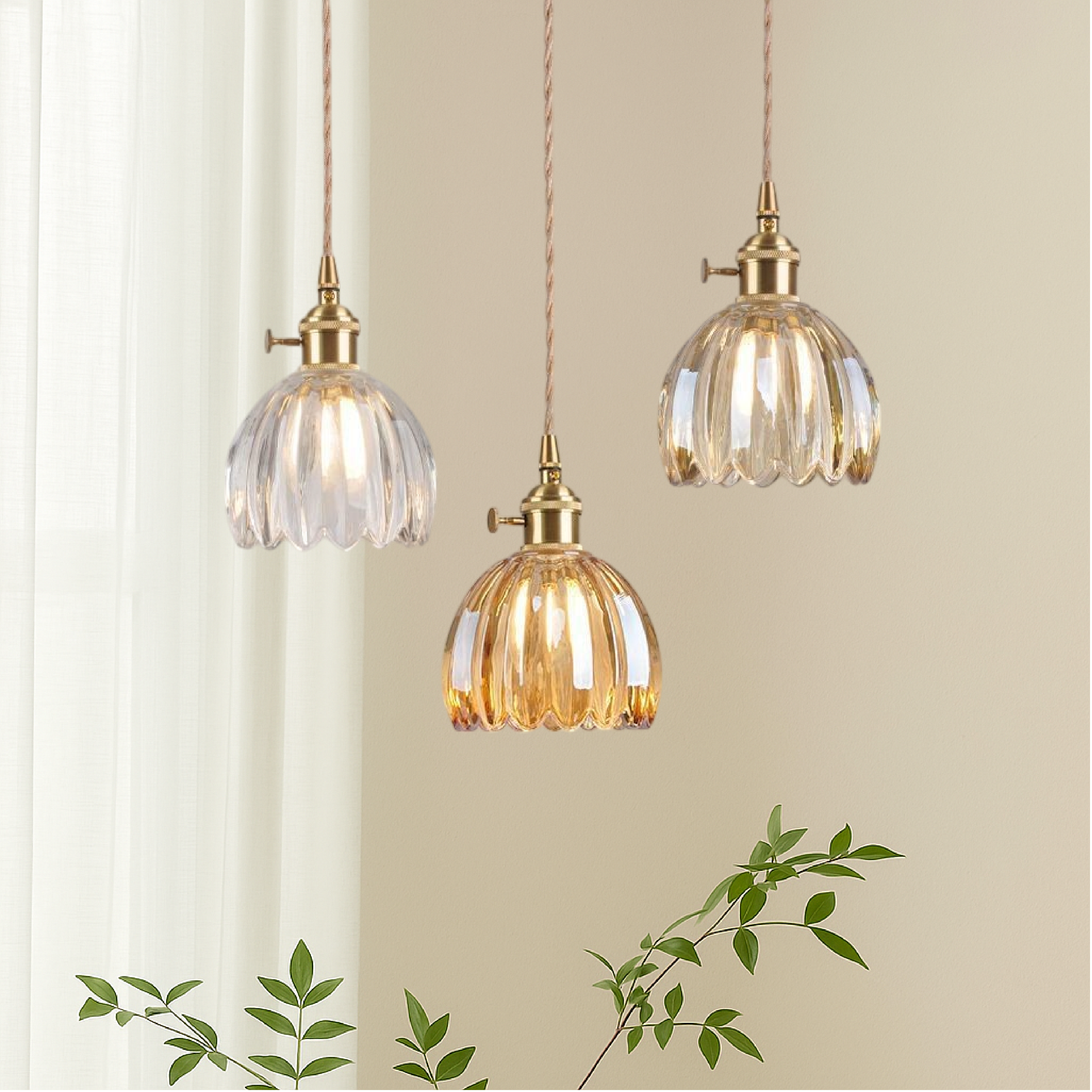 Japanese glass pendant lamp