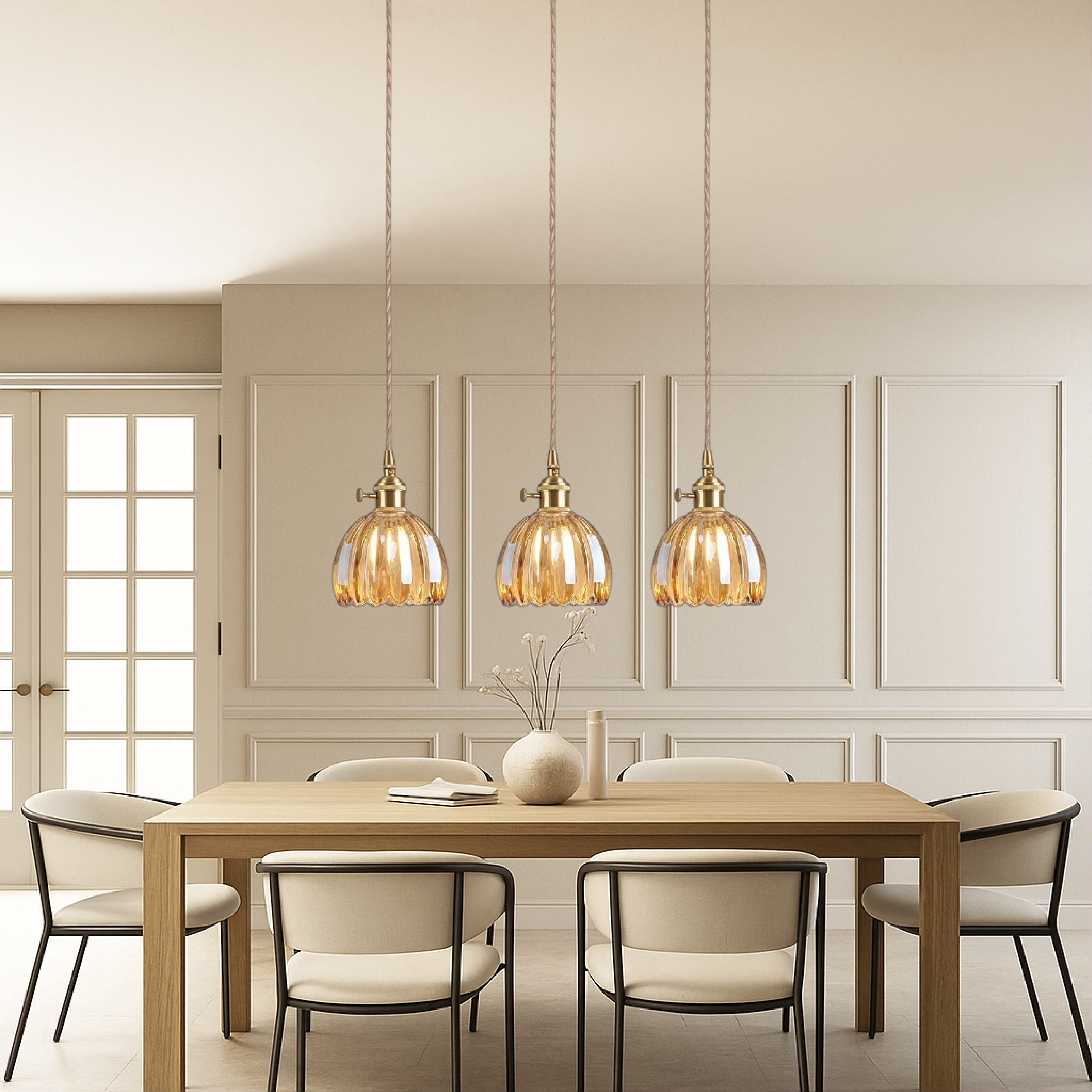 Japanese glass pendant lamp