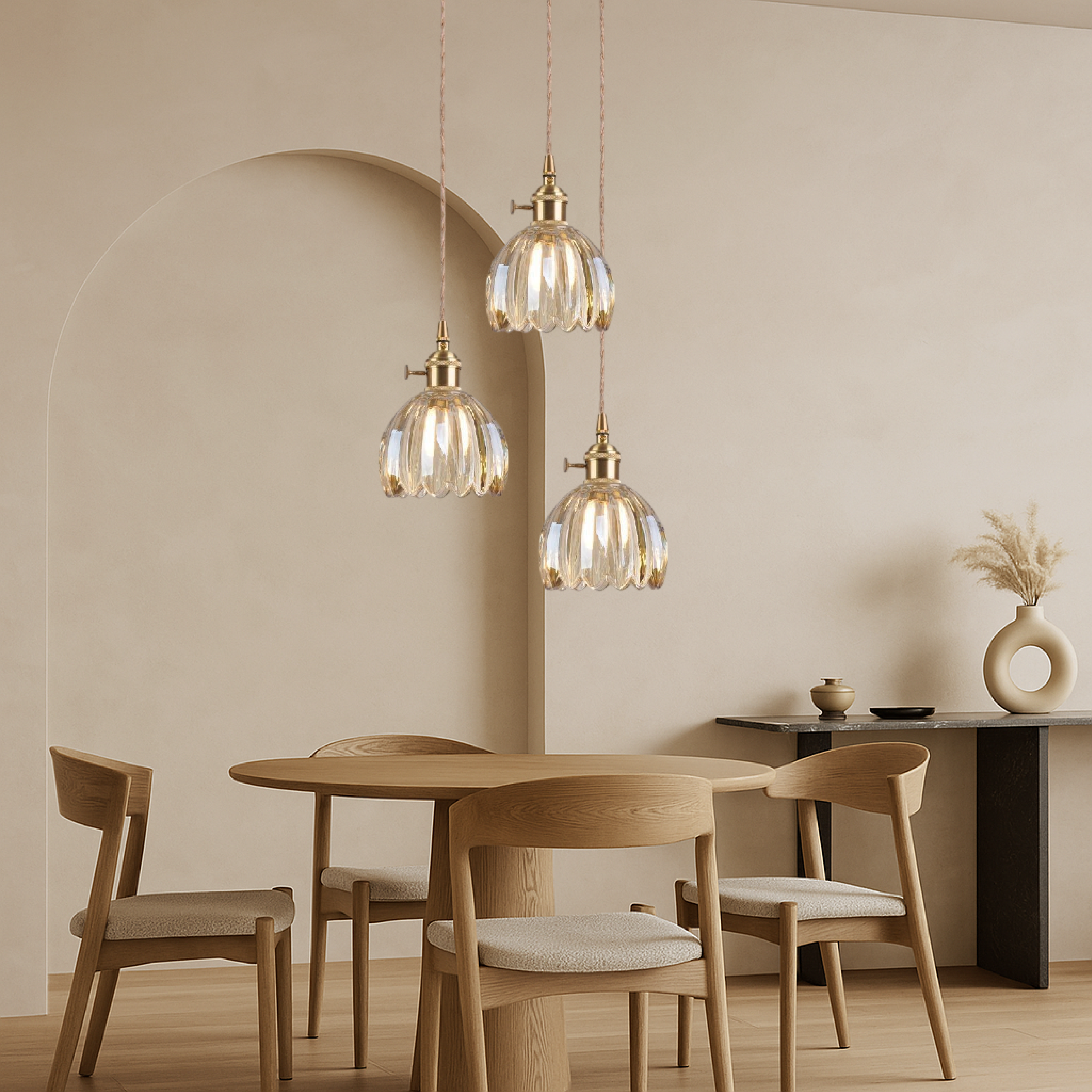Japanese glass pendant lamp