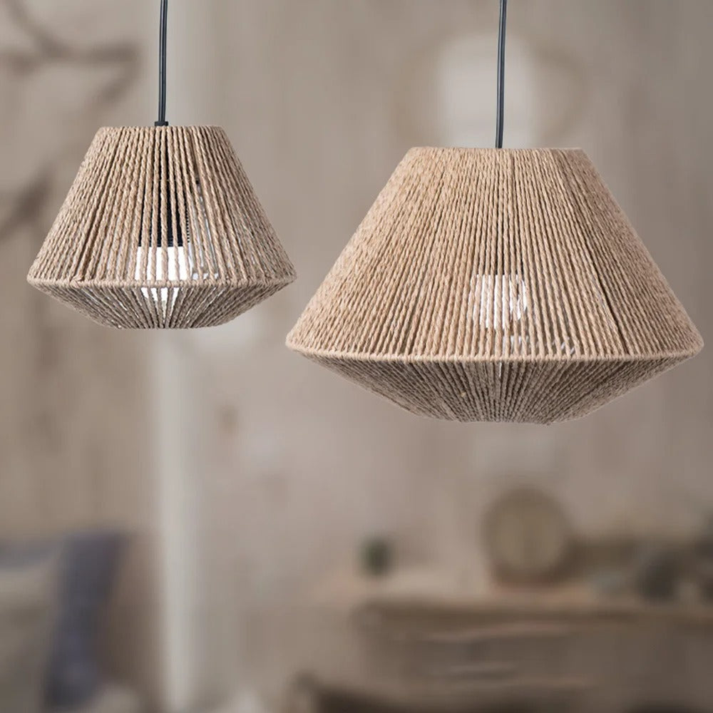 Abat-Jour en rotin naturel tressé à la main Suspension luminaire vintage - Petit . cm style rustique