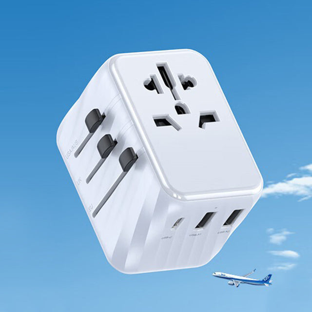 Adaptateur Prise Universelle de Voyage - USB et USB-C pour charge simultanée et sécurisée