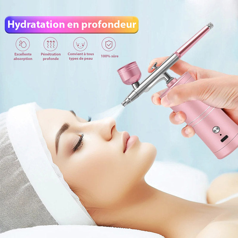 Aérographe Haute Pression pour Maquillage et Ongles - Kit Complet avec pression réglable et soins de la peau