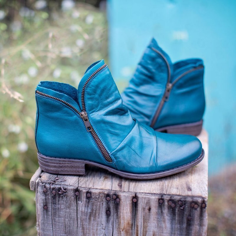 Bottes élégantes pour les jours froids en cuir bleu - Confort quotidien et style chic, protection contre le froid