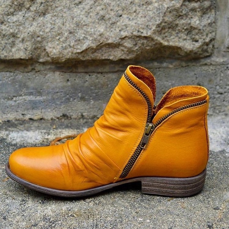 Bottes élégantes pour les jours froids en cuir jaune - Confort quotidien et style chic, protection contre le froid