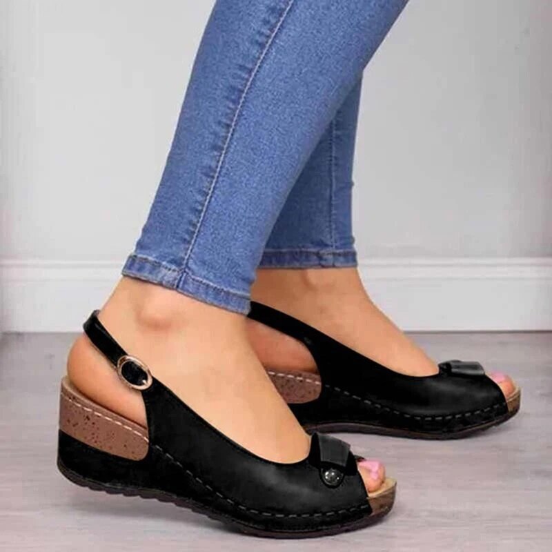 Sandales orthopédiques Noir avec semelle orthopédique pour soutien pieds trav