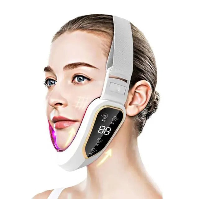 Appareil de lifting et réduction du double menton - Couleur blanc, micro-vibrations et photothérapie visage