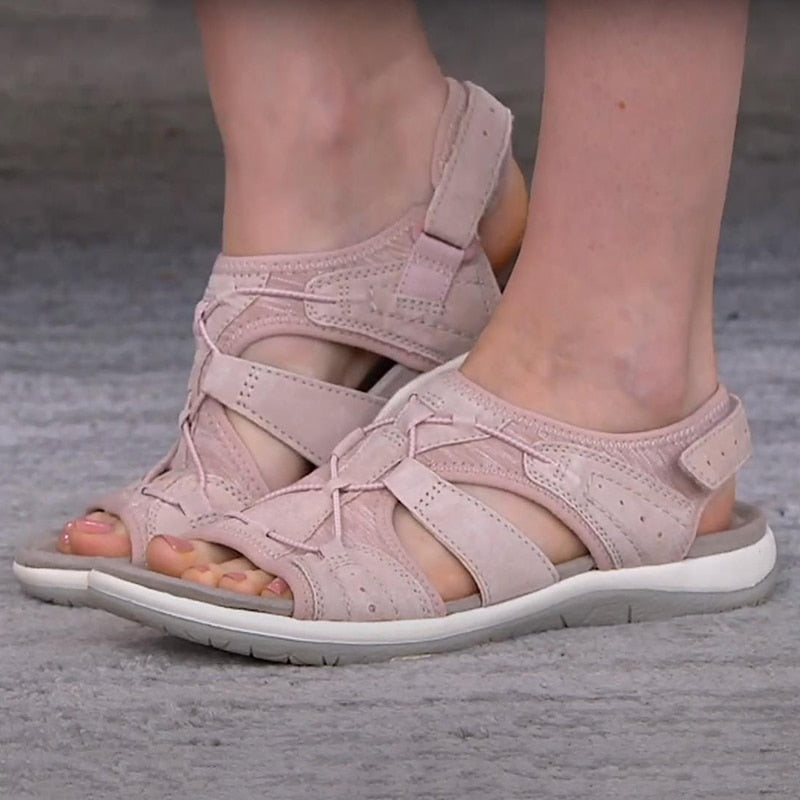 Sandales d'été élégantes ajustables en Rose | Confort et soutien bien-être pour vos pieds