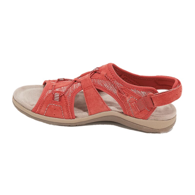 Sandales d'été élégantes ajustables en Rouge | Confort et soutien bien-être pour vos pieds