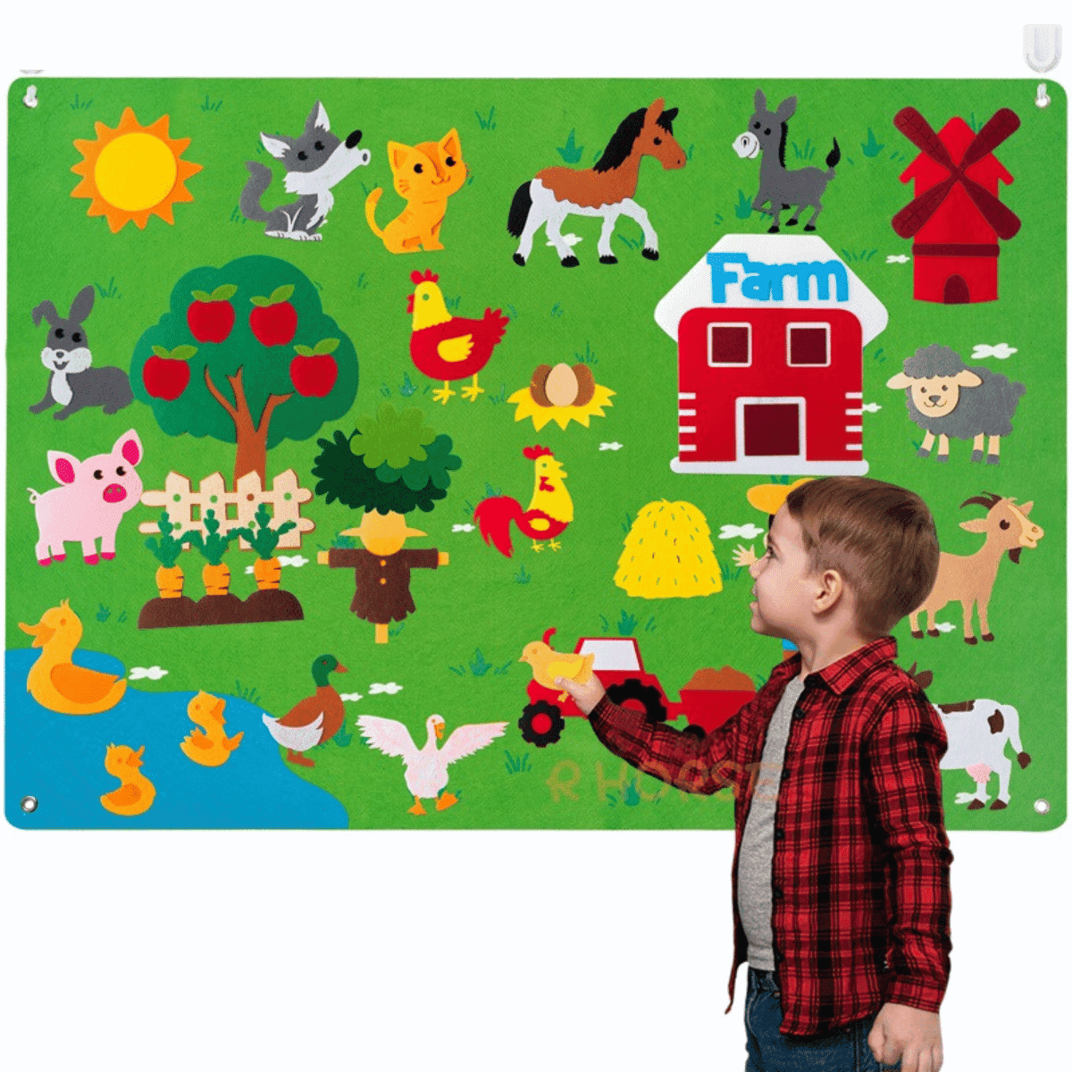 Tableau Interactif pour Enfants - Maison de Ferme, Jeu Éducatif Stimulant tra