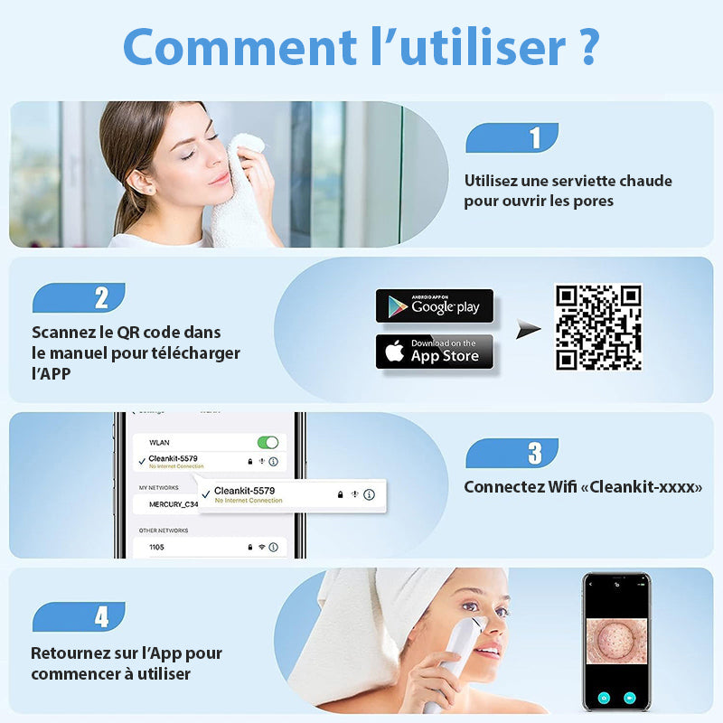 Aspirateur Point Noir avec Camera - Extracteur de Comédons & Nettoyeur de Pores Professionnel, caméra HD