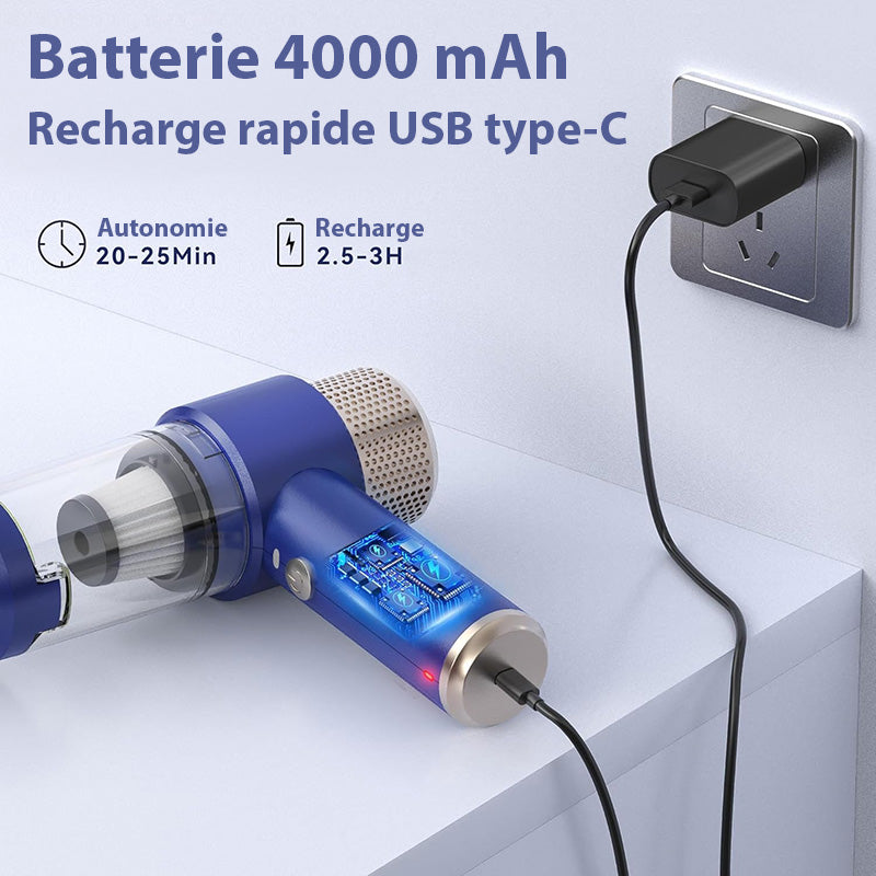 Aspirateur à Main Sans Fil pour Voiture - Idéal pour le Nettoyage Intérieur t