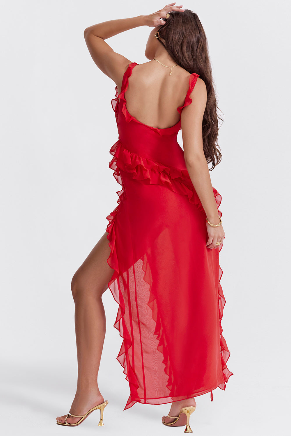 Robe Longue Fendue Élégante Aurelie en tissu de luxe pour des moments inoubliables