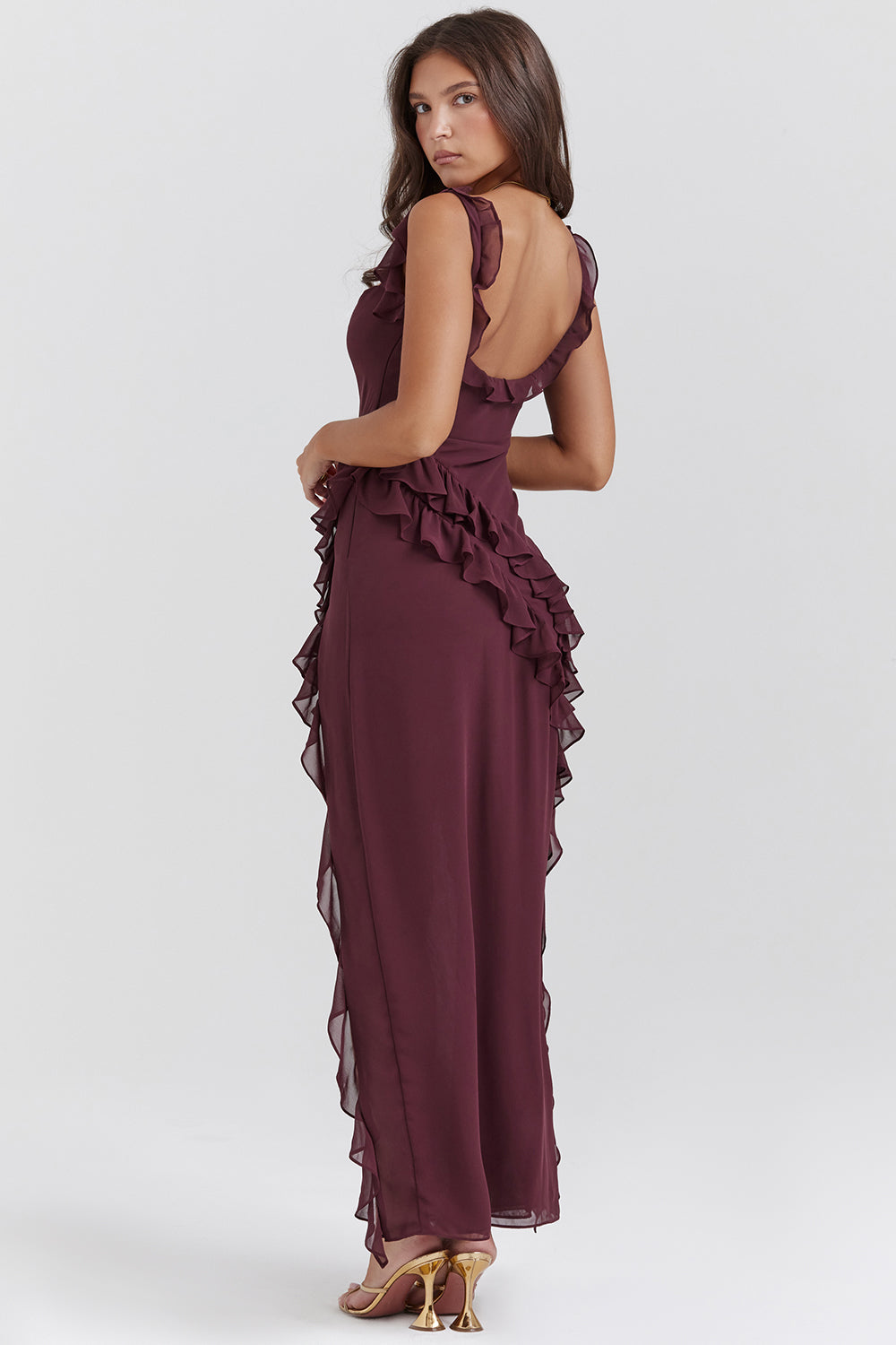 Robe Longue Fendue Élégante Aurelie en tissu de luxe pour des moments inoubliables