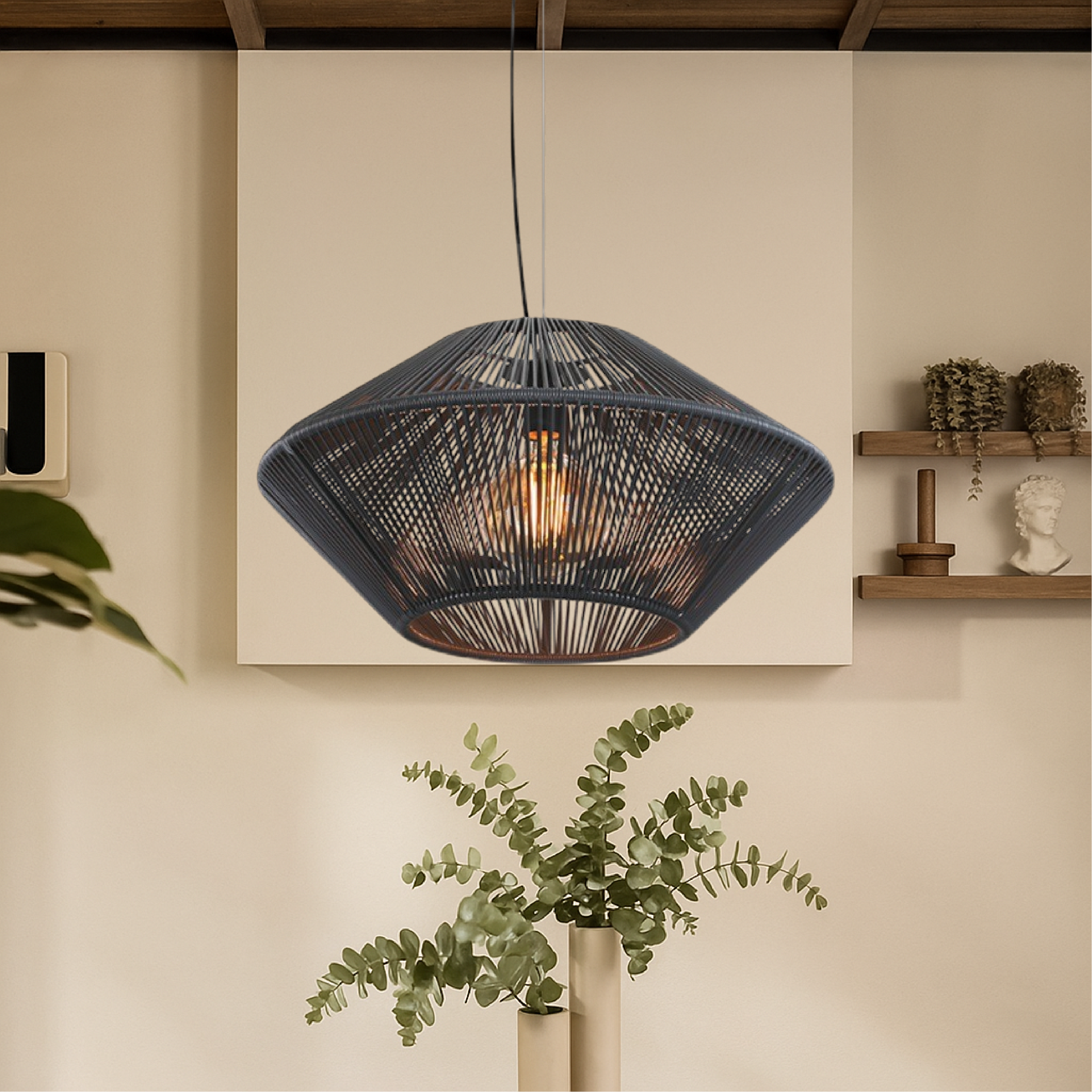 Handwoven hanging lamp