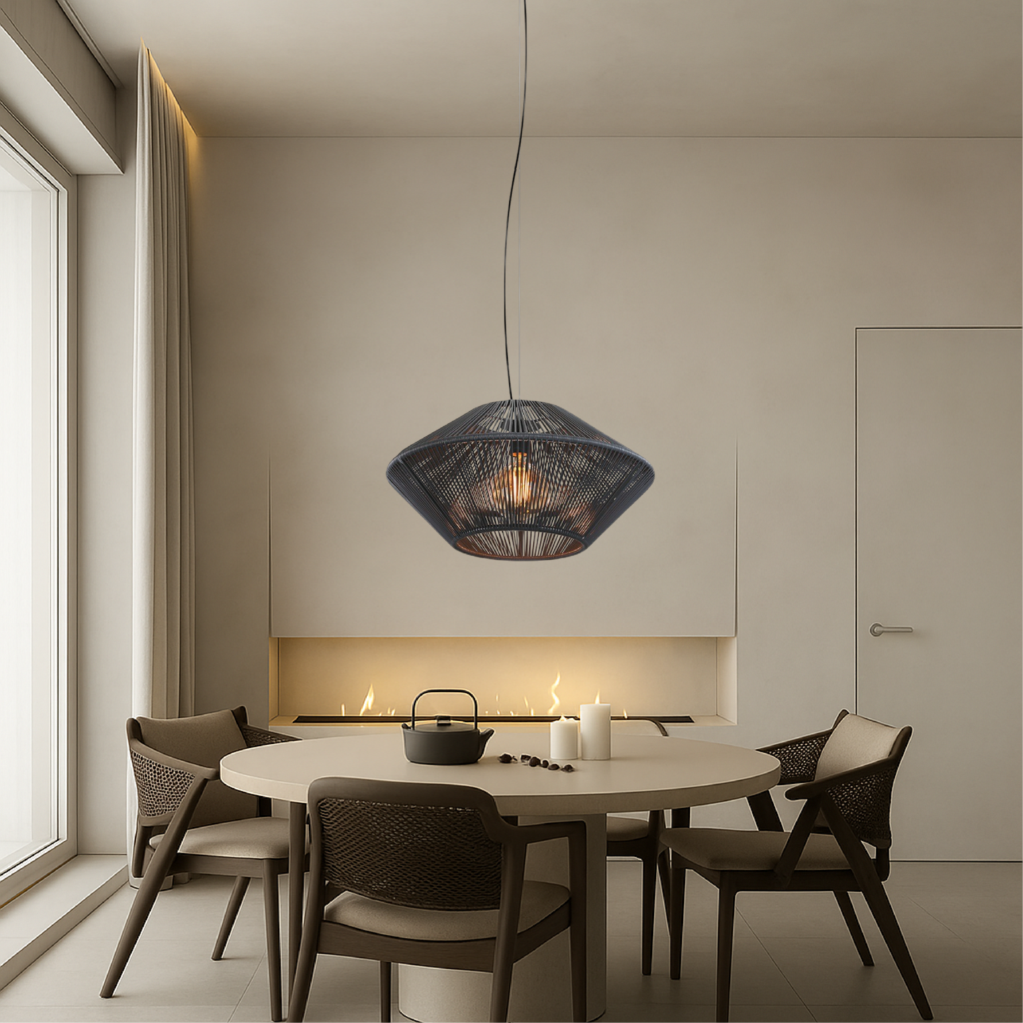 Handwoven hanging lamp