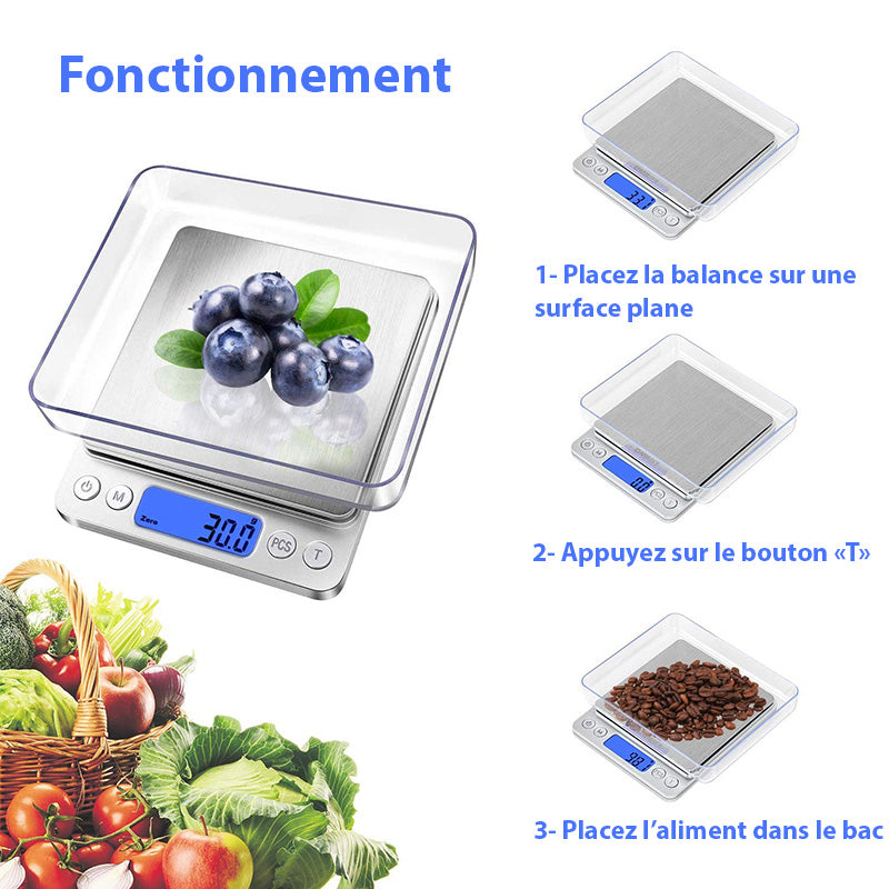 Balance de cuisine de précision avec grande capacité pour peser de gros volumes d