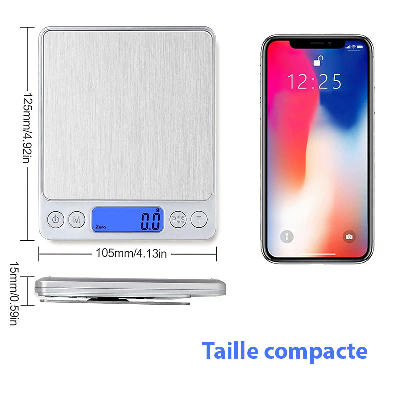 Balance de cuisine de précision avec affichage numérique et capteurs haute précision