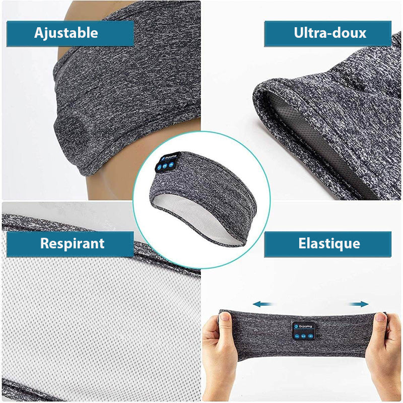 Bandeau Écouteurs Bluetooth Sans Fil et Confortable - Accessoire Sport et Masque de Sommeil