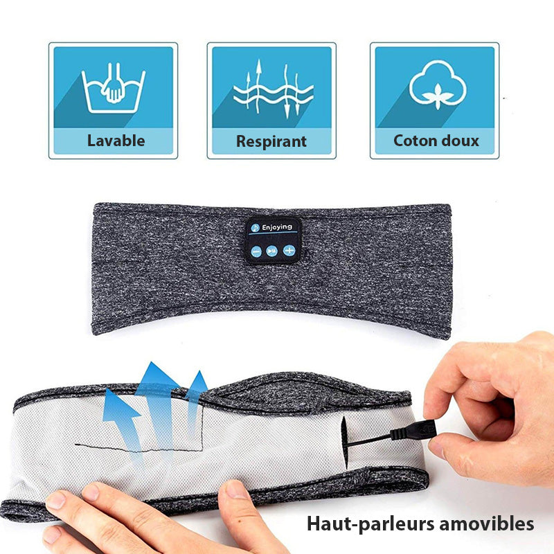Bandeau Écouteurs Bluetooth Sans Fil et Confortable - Lavage Facile et Confortable pour le Sport