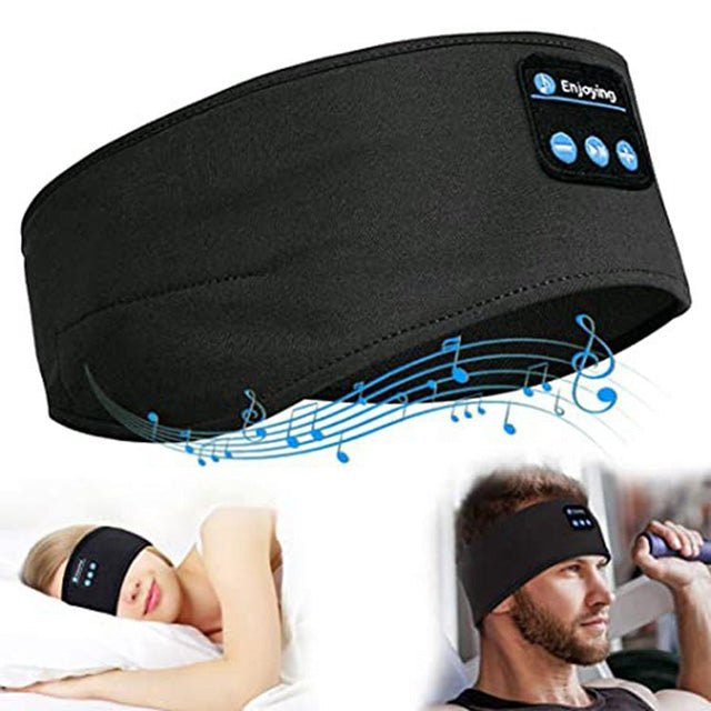 Bandeau Écouteurs Bluetooth Sans Fil et Confortable Noir - Haut-Parleurs Amovibles et Confort Musique
