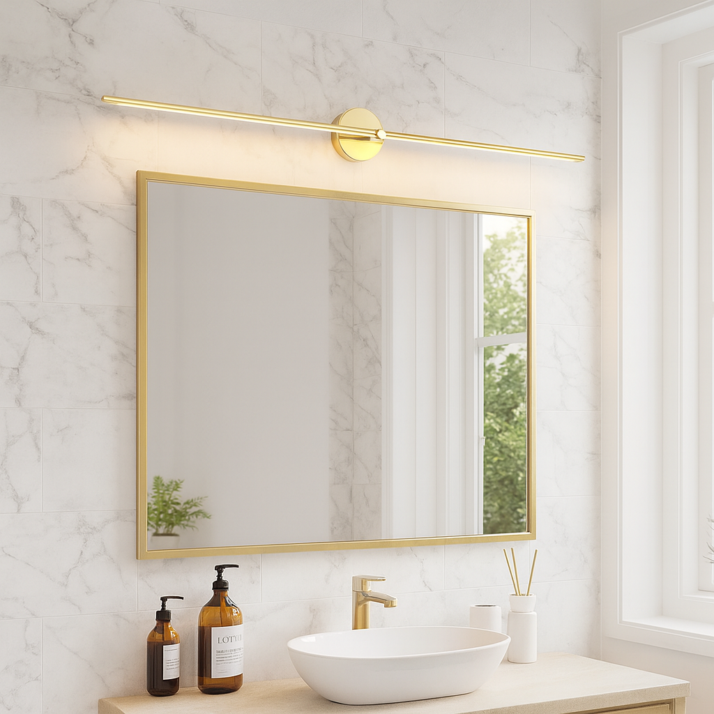 Wall-mounted light bar for bathroom above the mirror