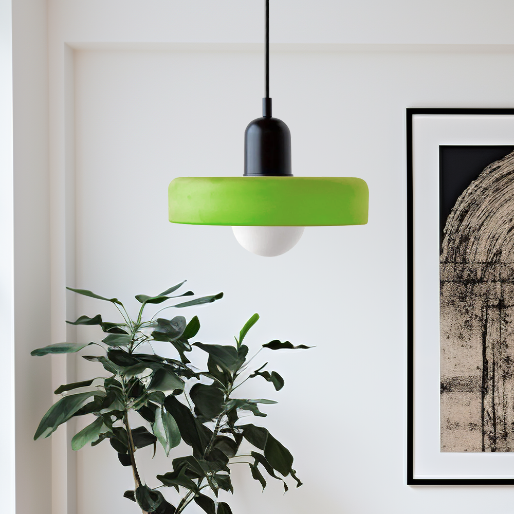 Bauhaus pendant lamp in colored glass