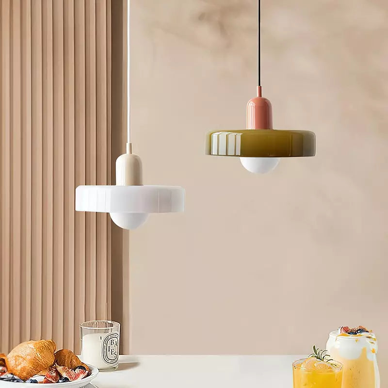 Bauhaus pendant lamp in colored glass