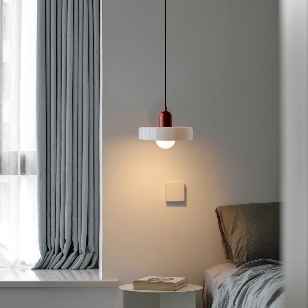 Bauhaus pendant lamp in colored glass