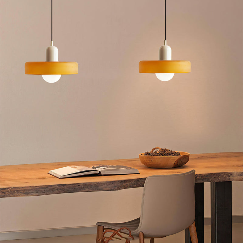 Bauhaus pendant lamp in colored glass