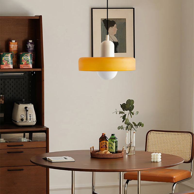 Bauhaus pendant lamp in colored glass