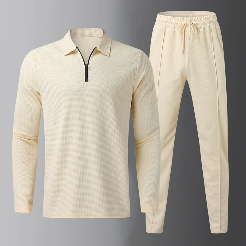 Ensemble détente Brandon en coton péruvien avec allure sportive en beige trav