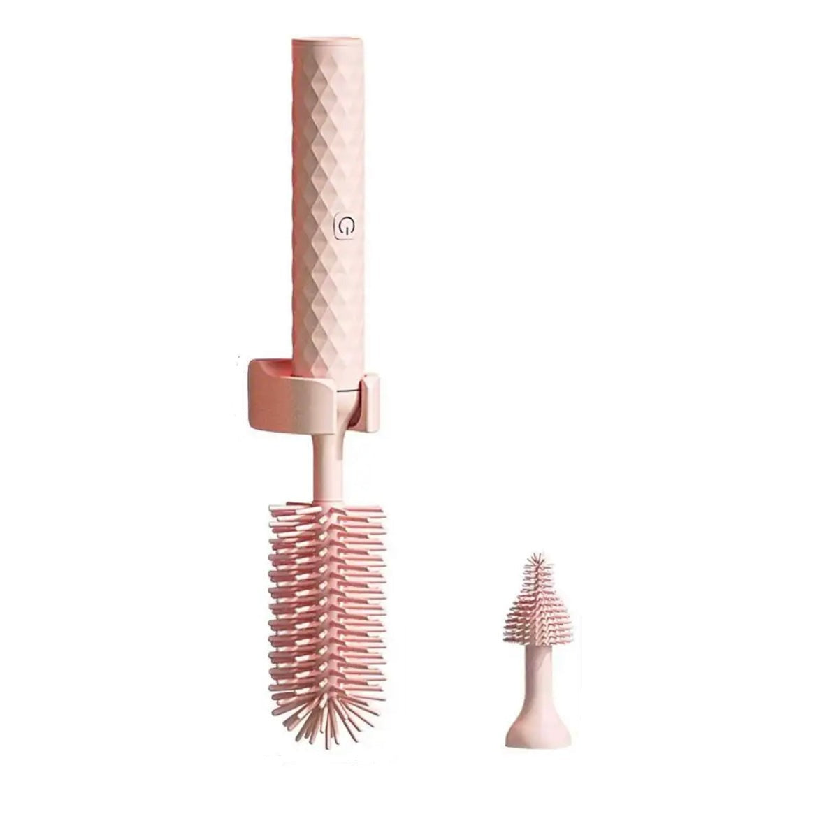 Brosse à bouteille électrique en silicone Rose - Routine simplifiée pour hygiène bébé