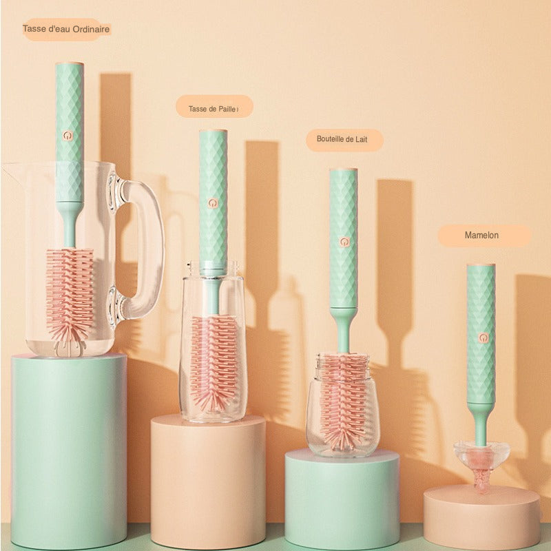 Brosse à bouteille électrique en silicone - Hygiène bébé et nettoyage efficace do