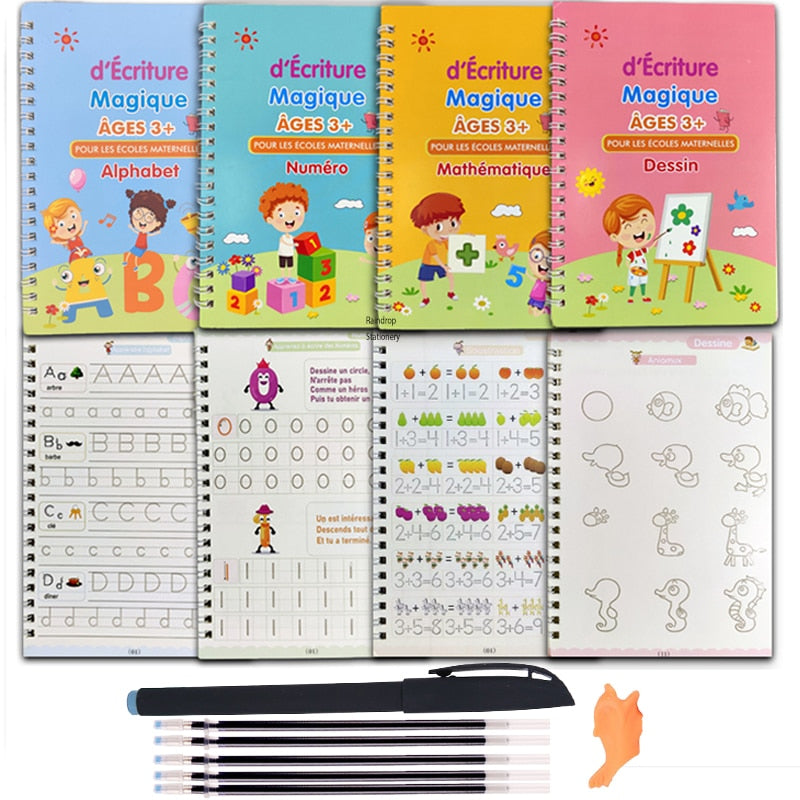 Cahier d'apprentissage d'écriture - Alphabet Ludique pour Enfants | Encre Effaçable et Stylo Magique