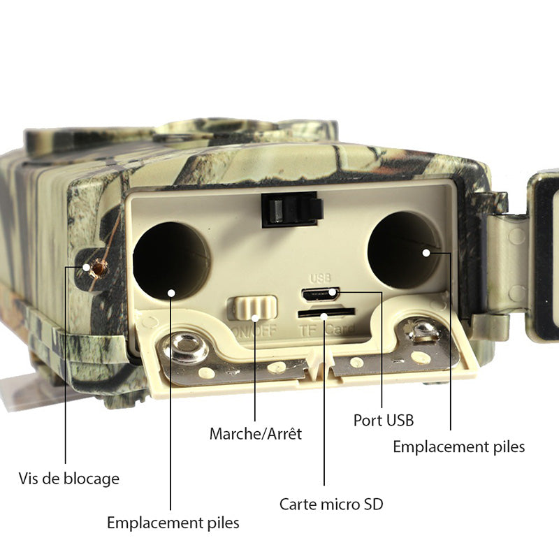 Caméra de chasse HD avec détecteur de mouvement et vision nocturne - Support de ventilation pour une dissipation thermique efficace