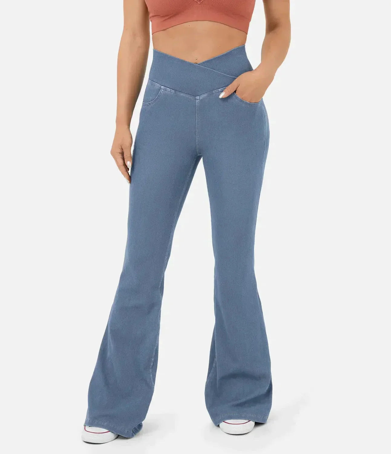 Jean large à taille haute stylisé Camille pour femmes - Élégance sans effort dog