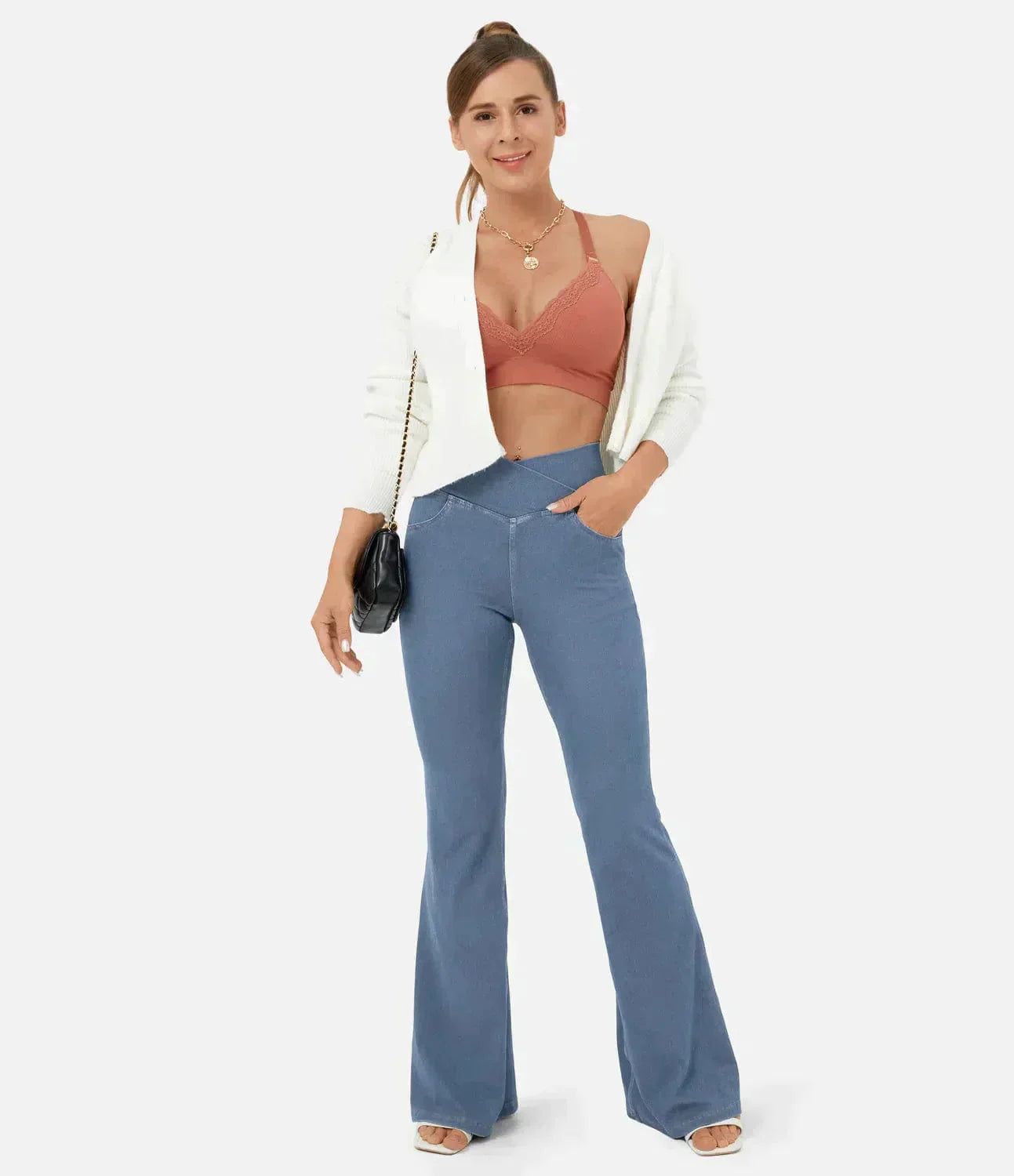 Jean large à taille haute stylisé Camille pour femmes - Élégance sans effort dog