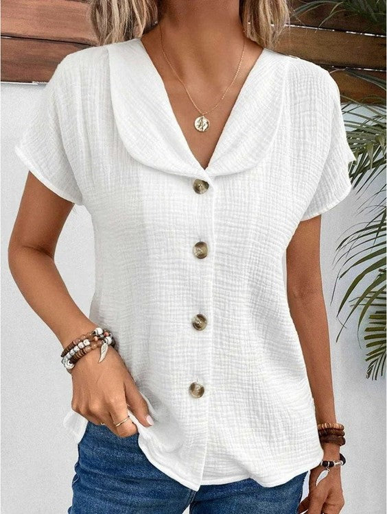 Chemise Camille en lin blanc - Chic décontracté et confortable - Mode féminine do
