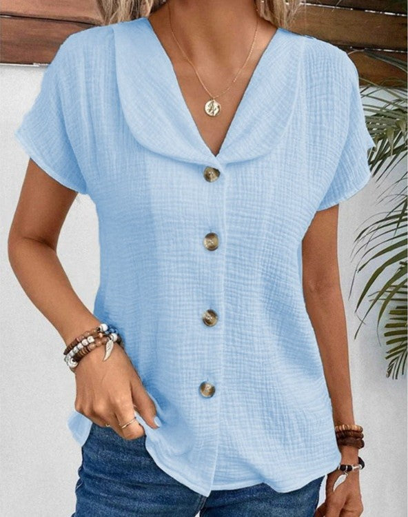 Chemise Camille en lin bleu - Style intemporel et ajustement personnalisé - Vêtement polyvalent