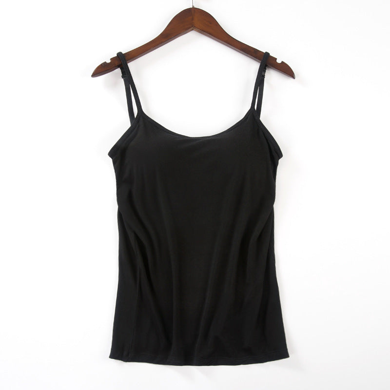 Débardeur femme en noir avec soutien-gorge intégré - Élégance et confort trav