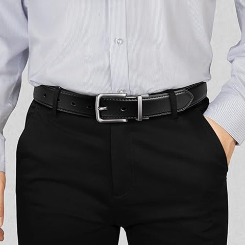 Ceinture Réversible en Cuir Véritable - Design Réversible pour Homme Moderne dog
